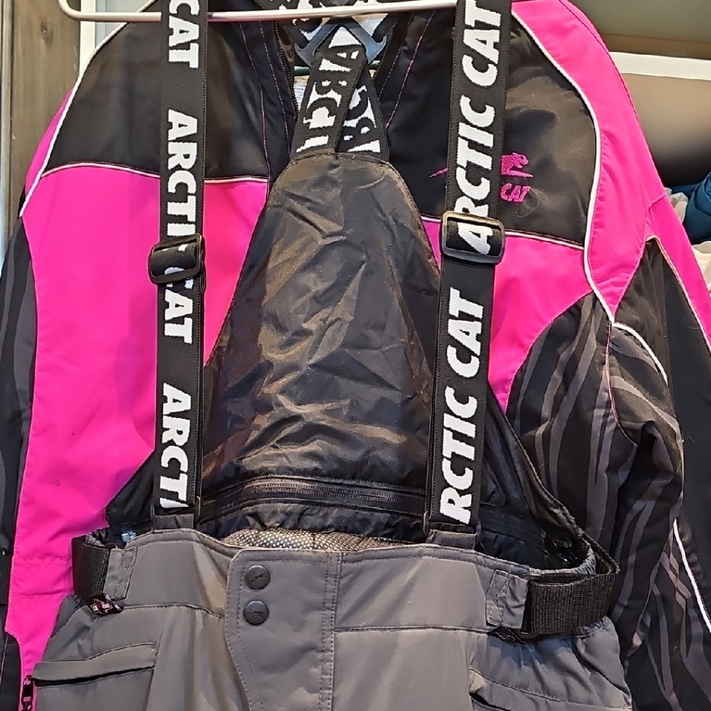 Team Arctic Cat Women's Pink, Grey and Black Snowmobile Pants Size XL NWT